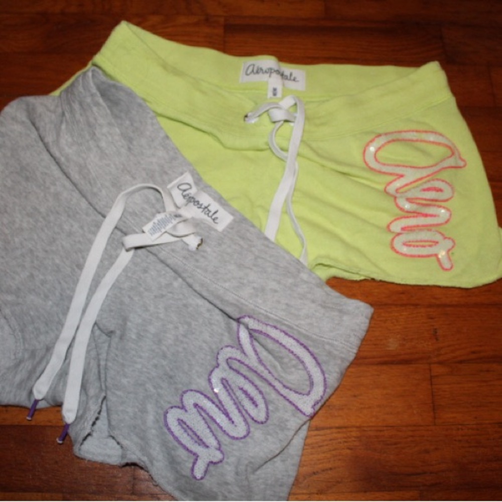Aeropostale Lime and Gray Shorts